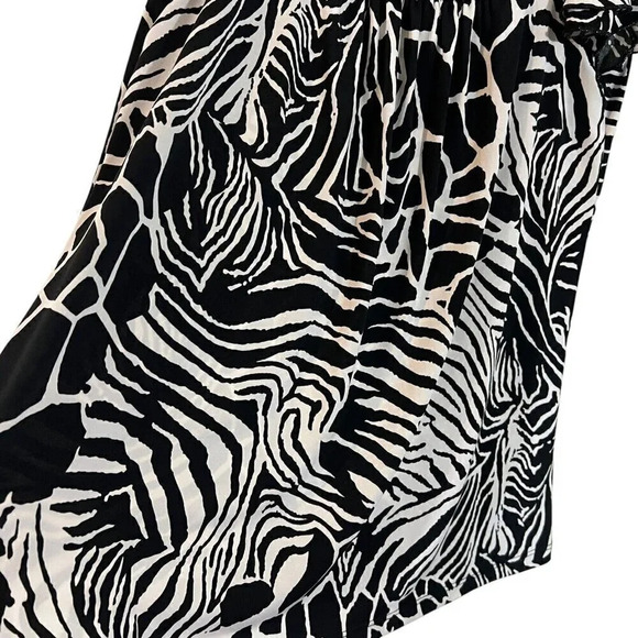Claudia Richard Black and White Blouse XL Abstract Animal Print Layered Sleeves - Picture 4 of 6